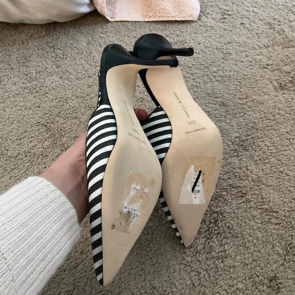 MANOLO BLAHNIK ALLURAFIA NAUTICAL STRIPE SLINGBACK PUMP - Picture 8 of 9